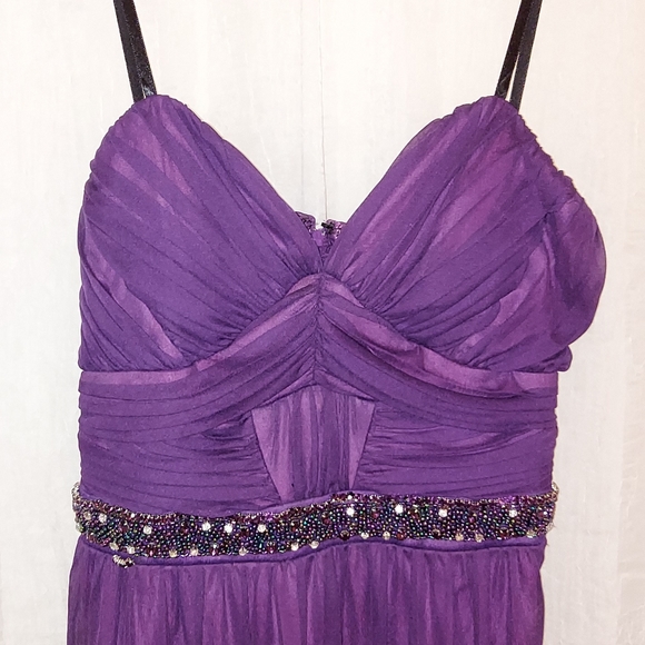 City Studio Purple Strappy High Low Dress sz 9 pre-owned - Picture 3 of 6